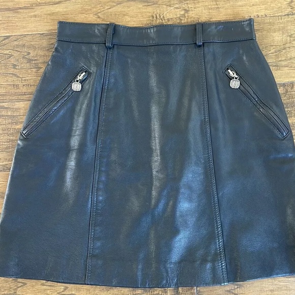 Hugo Buscati Dresses & Skirts - Vintage Hugo Buscati Leather Skirt Womens 10 Black Lined Bikercore Pencil 90s